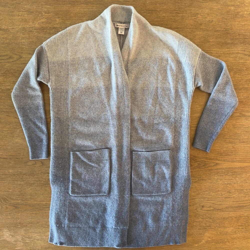 Athleta Ombré Spirit Wool Cashmere Wrap Open-Front Cardigan Sweater-Size XXS